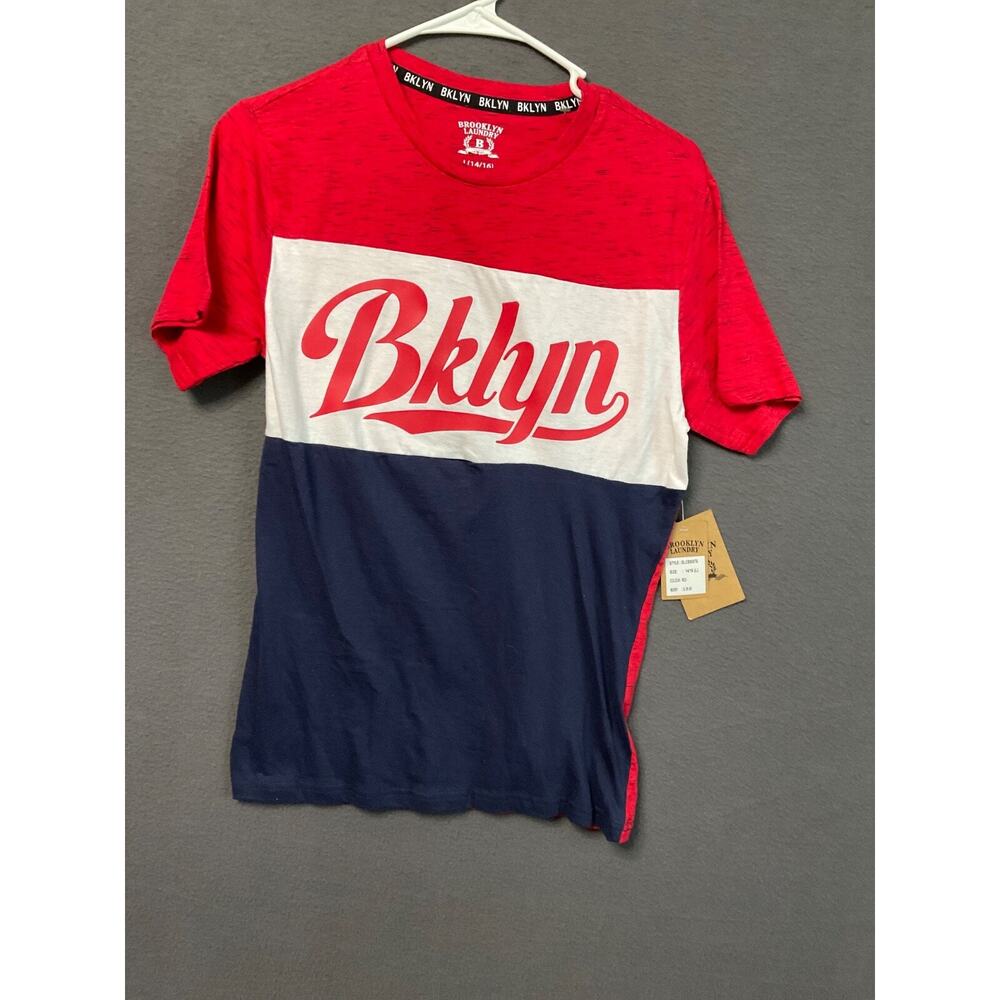 Brooklyn Laundry Boys Size L (14/16) Red White Navy BKLYN Graphic‎ Tee NWT